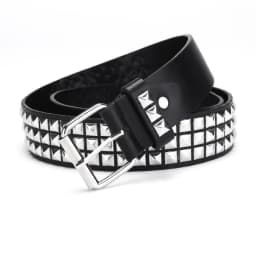 Punk Style Rivet Belt Set, Equipped with Stainless Steel Square Buckle, PU Panel Material, Male and Female Pyramid Rivet Belts