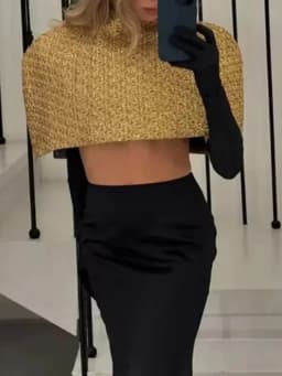 TWOTWINSTYLE Gold Loose Spliced Folds Chic Wraps for Women O Neck Sleeveless Elegant Intellectual Wrap Female Summer Fashion New