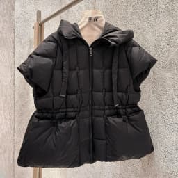Schinteon Women White Duck Down Vest with Hood Office Lady Sleeveless Jacket Solid Color Drawstring Autumn Winter Gielt 2026 New