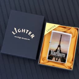 Marlboro Creative and Personalized Grinding Wheel Kerosene Lighter Gift Box World-famous Scenic Spots Men's Gift Wholesale