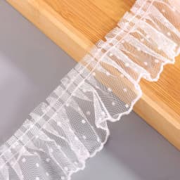 5CM Wide White Black 3D Pleated Mesh Fabric Polka Dot Embroidery Lace Ribbon Ruffle Trim Dolls Dress Collar DIY Sewing Supplies