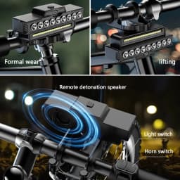 Bicycle Digital Display Horn Light 9 Lamp Beads Rechargeable Handlebar Front Light Warning Speaker Head Light for Running Riding
