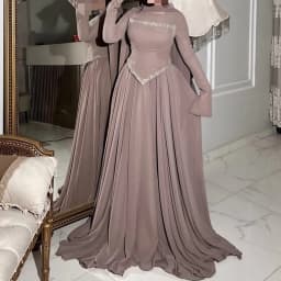 Women Fashion Sequins Beadings Solid Long Dress Elegant Wedding Guest Gowns Dress Casual O-Neck Scarf Long Sleeve Peplum Dress