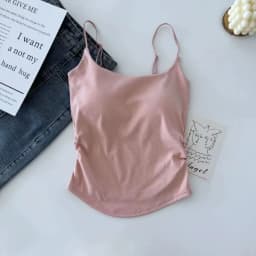 Sweet Sleeveless Suspender Vest Slim With Padded Cups Fitted Tops Underwear Short Vest Sports Activities
