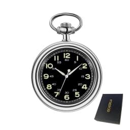 Noctilucent Fluorescent Open Face Arabic Numerals Mechanical Pocket Watch Chain Luminous Pendant Jewelry Clock Gifts Men Women
