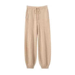 TLOML New Women's 100% Cashmere Knitted Cable Knit Bloomers Pants Autumn Winter Soft Warm Comfy Casual Trousers Cashmere Pants