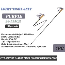 Naturehike Climbing Poles Lightweight 5-Section Carbon Fiber Folding Trekking Pole Hiking Walking Stick Light Trail 5-EXT Cane