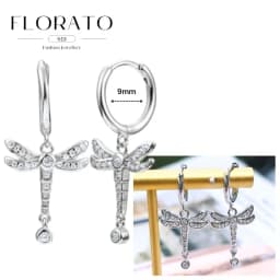 925 Sterling Silver ear needles Animal Butterfly/Elephant/Shell Pendant Hoop Earrings For Women Fashion Jewelry Accessories
