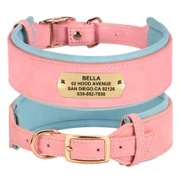 Personalized Leather Dog Collar Soft Wide Padded Collars For Medium Large Dogs With Free Engraved Nameplate Dog Accessories