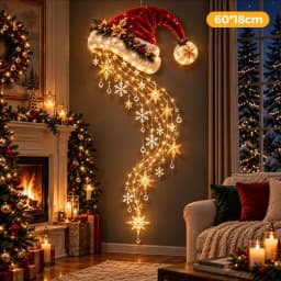 Christmas Magic Trail Wall Light-LED Glowing Christmas Scene Wall Decoration,Santa Sleigh Reindeer Hanging Decoration For Party