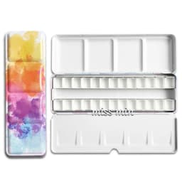 Empty Watercolor Palette Tin Color Mixing Palette Paint Storage Box Iron Paint Tray with Half/Full Pans For Painting
