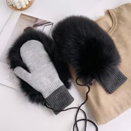 Real Fox Fur Gloves Knitted Women Mittens Winter Girls Fashion Fluffy Warm 100% Real Fox Fur Gloves