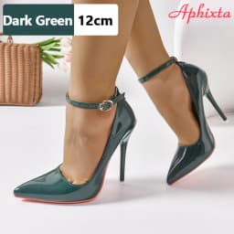 Aphixta Super Big Size 48 49 50 Belt Buckle Stiletto Heels Pumps Women Party Shoes 12cm/10cm Pimp Pointed Toe Metal Buckle