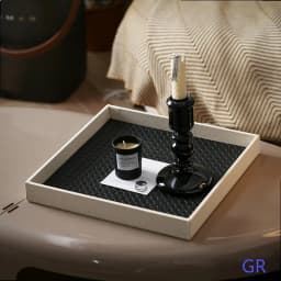 Luxury Leather Tray Square Decorative Storage Tray for Perfume Cosmetics Vanity Organizer