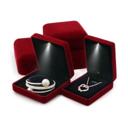 Velvet LED Lighted Necklace Bangle Bracelet Long Chain Box Luxury Wholesale Metal Jewelry Gift Display Storage Case