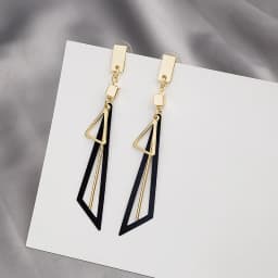 New Boho Triangle Hang Earrings for Women Pink Green Hollow Geometric Statement Tassel Earrings Elegant Party Ear Jewelry