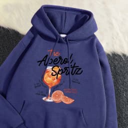 Winter Womans Hoodie The Aperol Spritz Retro Cocktail Printing Sweatshirt Loose Pocket Warm Fleece Pullover Kawaii Sportswear
