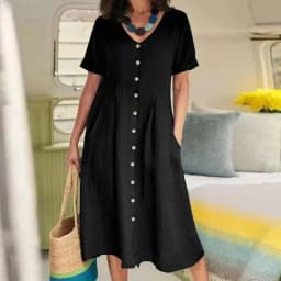 Women New Loose Boho Button Pockets Vintage Ruffles Befree Summer Elegant Party Dress Summer Party Maxi Dresses