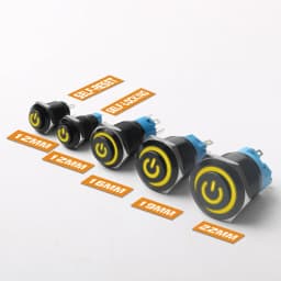 12/16/19/22mm High Head Metal Black With LED Light Waterproof Button Momentary Latching Switches With Power Mark 12V 24V 220V