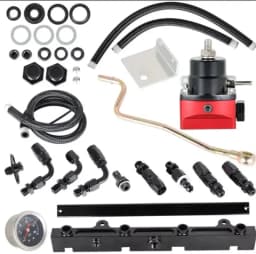 Adjustable FPR AN6 Fitting EFI Fuel Pressure Regulator For 7MGTE MKIII with Hose Line Fittings Oil 100psi Gauge Universal