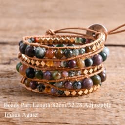 Unique Mix Strands Leather Bracelet Multicolor Natural Stone Woven Wrap Bracelets Bohemian Bracelet Drops Hipping