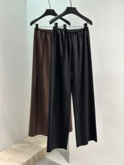 French Style Women 100% Wool Solid Elastic Waist Wide Leg Pants Elegant Lady All Match Long Trousers Pant 2025 Autumn