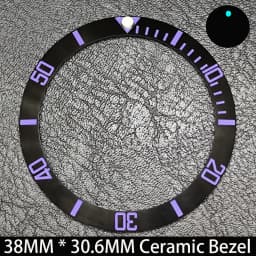 Sloping 38mm * 30.6mm Ceramic/Aluminum Blue Luminous Bezel GMT and Diving Watch Insert Fit for 40mm Watch Case Replacement Watch