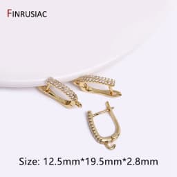 Earring Making Supplies Gold Plated Zircon Earwire Earring Hooks DIY Women Earring Jewelry Making Accessories Wholesale