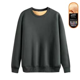 Men's Fleece Lined round Neck Sweatshirt Loose Long Sleeve T-Shirt Thickened Lamb Velvet Warm Winter Base Layer Shirt