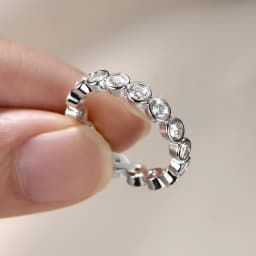 IOGOU 14k Gold Filled Full Eternity Ring Bezel 3mm D Round Moissanite Rings Stackable Bands GRA Certified Jewelry for Women 2026