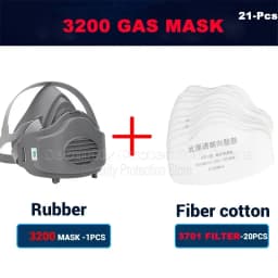 21in1 Half Face Dust Mask Respirator Dust-Proof Work Safety Rubber Mask Cotton Filter For DIY House Clean Carpenter Builder Pol