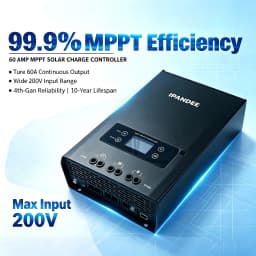IPANDEE 60A MPPT Solar Charge Controller 12V 24V 36V 48V Auto, 99.9% Efficiency 200V Max PV Input, APP Monitoring Support Solar Panel Regulator for Lithium/Lead-Acid LCD Display RV Off-Grid