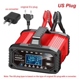12V 15A / 24V 5A 300W Battery Charger Car Motorcycle Tester Smart Pulse Repair Tools EU Plug 100V-240V Input Auto Accessories