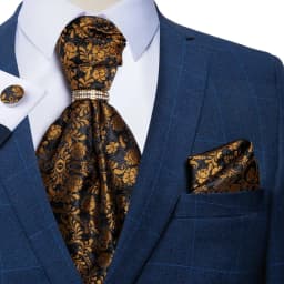 Luxury Men Green Blue Paisley Ascot Tie Set Solid Necktie Ring Wedding Party Cravat Purple Ties Pocket Sqaure Cufflink Free Ship