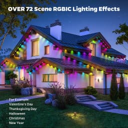 300FT 180LED Permanent Eaves LED Lights Outdoor Waterproof RGB String Lights DIY Scene Christmas Birthday Holiday Party Lighting