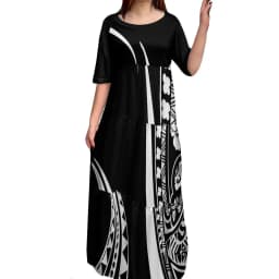 High Quality Custom Tie Dye Polynesian Tribal Design Dresses Women Lady Elegant Multi Tiered Dress Women Clothing 8XL