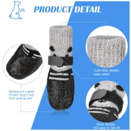 Pet Socks for Small Dog Cat, Non-Slip Dog Socks with Adjustable Paw Protection Winter Knitting Warm Sock (Blue Red Black)