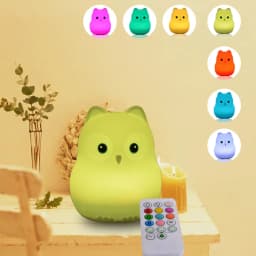 Touch Sensor Rabbit Night Light Remote Control 9 Colors LED Dimmable Timing Rechargeable Silicone Animal Lamp for Kids Baby Gift