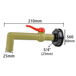 S60 Coarse Thread IBC Tank Tap Elbow PE Pipe Connector X 16mm 1/2'' 3/4'' Water Coupling Garden Hose Faucet Connector