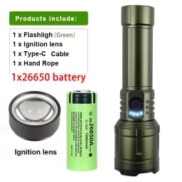 Flashlight Lighter & Power Bank Combo,Rechargeable,Zoomable Super Bright Beam,5 Modes Flashlight for Outdoor Camping Emergency
