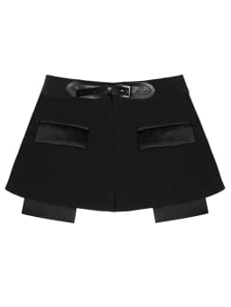 EAM Black Irregular Rhinestones Belted Mini Half-body Skirt High Waist Women Fashion Tide New Spring Autumn 2026 JY75801