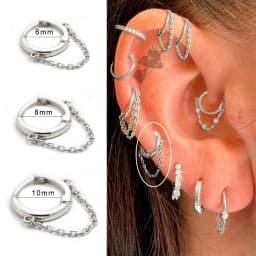 1pc Stainless Steel Simple Septum Piercing Nose Rings Women Hoop Earrings with Chain Gold Color Tragus Rook Ear Piercing Jewelry