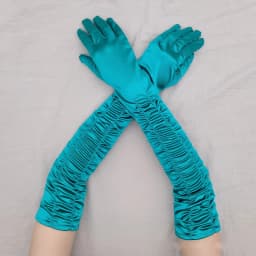Long Satin Wave Pattern Micro Reflective Light Wedding Party Noble Style Women Gloves Lady Slender COS Graduation Mittens Nv5