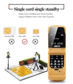 UNIWA J9 Mini Flip Phone with Push Button, Wireless Bluetooth Dialer, FM Magic Voice, Handsfree Earphone 2G Mini Phone For Kid