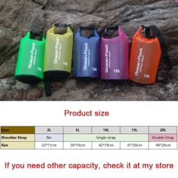 2/5/10/15/20L PVC Waterproof Swimming Bag Dry Sack Waterproof Floating Dry Gear Bags For Boating Fishing Rafting Swimming