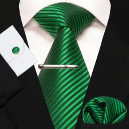 8cm Silk Mens Ties Green Black Ties Plaid Stripe Necktie Pocket Square Cufflinks Tie Clips Set Men's Wedding Business Party Tie