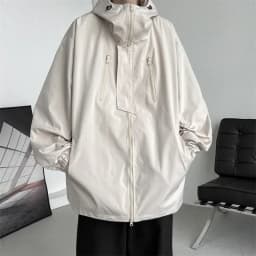 2027 Men Hooded Jacket Men Bomber Jacket Mens Windbreakers Zipper Coats Spring Autumn Loose Cargo Jacket Men Casual Sportswear