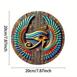 Eye of Horus Round Iron Artwork 7.8 Inch Decorative Wall Hanging for Home Cafe Bar, Religious Collection, Ideal Gift for Friends