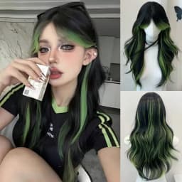 OLACARE Long Body Wave Black Brown Purple Cosplay Wigs Heat Resistant Synthetic Wigs Middle Part Natural Lolita LM Wigs Women