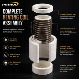 PHYHOO Electric Heating Coil Assembly Kit Jewelry Melting Furnace Ceramic Fiber Insulation Replacement Element Gold Silver